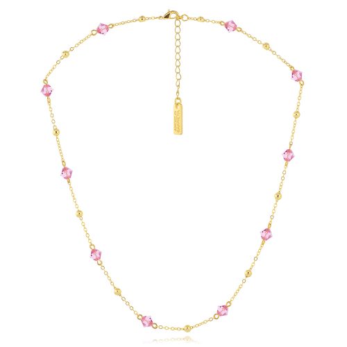 Gold plated chain necklace with crystals