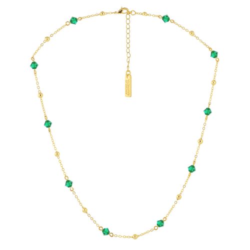 Gold plated chain necklace with crystals