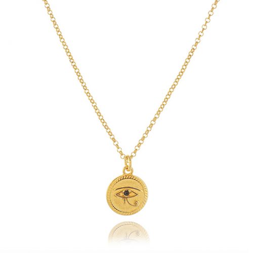 Gold plated chain necklace with the eye of Horus