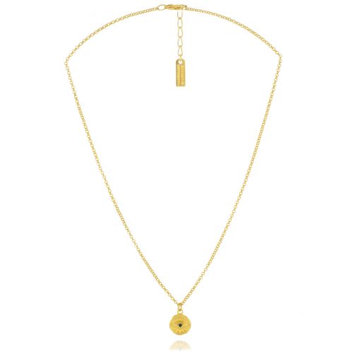 Gold plated chain necklace with evil eye