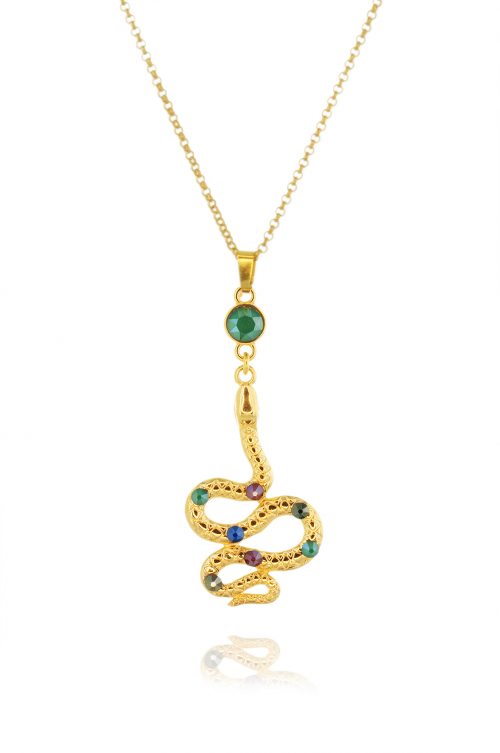 SNAKE WITH CRYSTALS NECKLACE