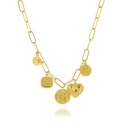 CHAIN NECKLACE WITH HEARTS