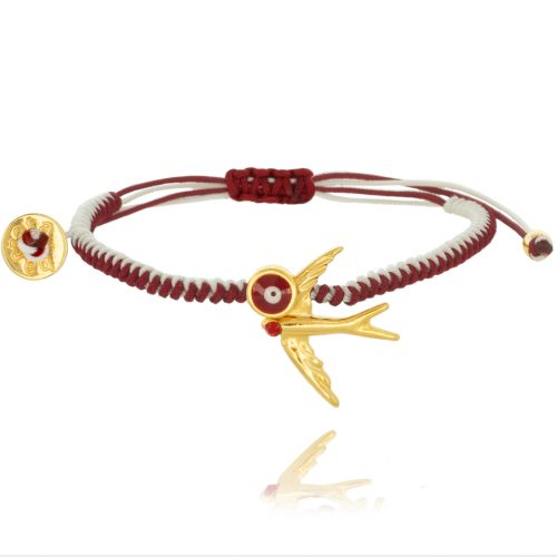 MARTIS BRACELET WITH SWALLOW & EVIL EYE - GOLD