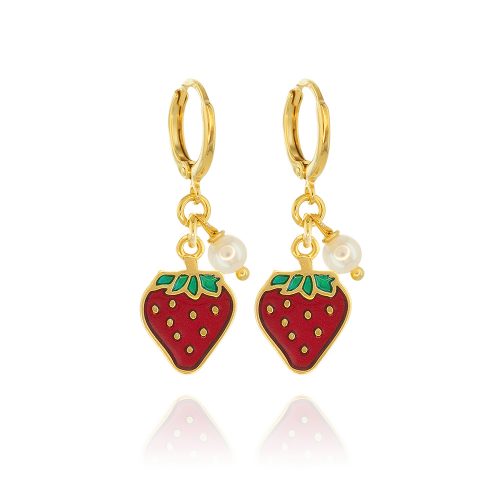 Hoop earrings with strawberry