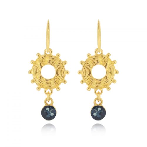 Gold plated earrings with round element & crystals