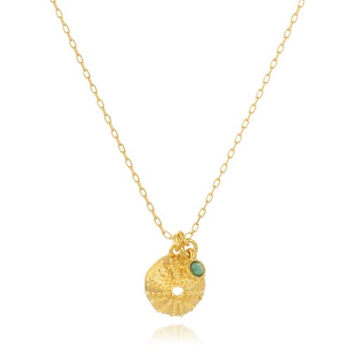 Gold plated chain necklace with sea urchin