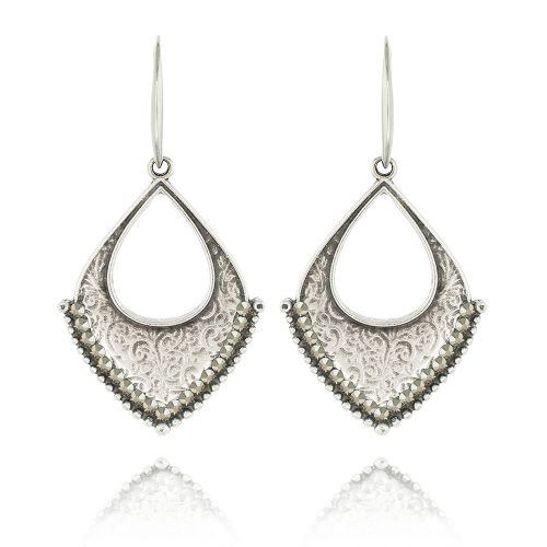 Silver plated ethnic earrings with crystals