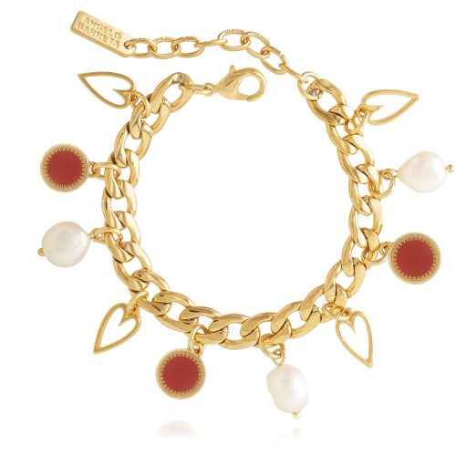 Gold plated chain bracelet with pendant elements