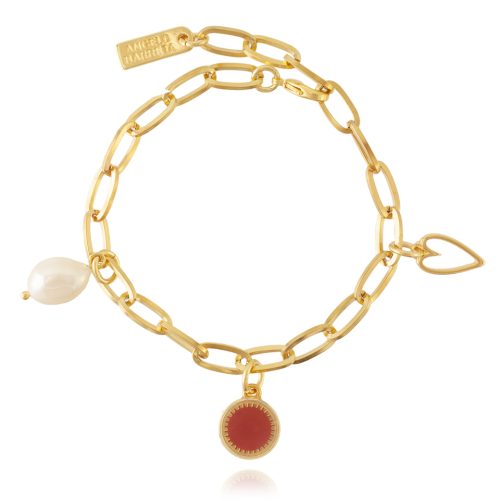 Chain bracelets with pearl & enamel