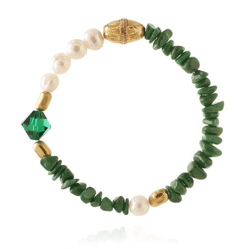 Nephrite & hematite beads bracelet with pearls