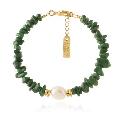 Nephrite beads bracelet with pearl