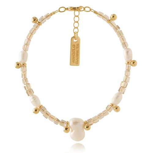 Gold plated bracelet with glass beads & fresh water pearls