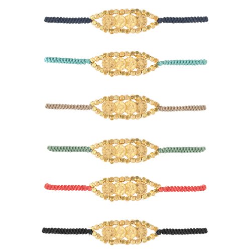 Gold plated macrame bracelet with coins
