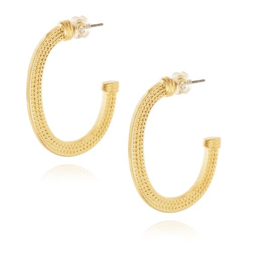 Gold plated flat hoop earrings
