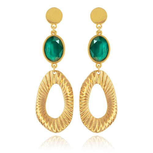 Gold plated oval earrings with crystal
