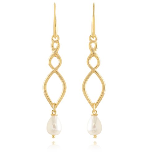Gold plated elegant earrings with pearl