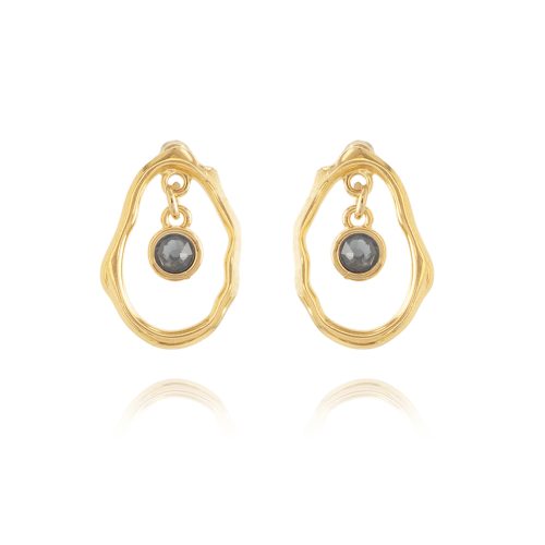 Gold plated pierced earrings with crystal