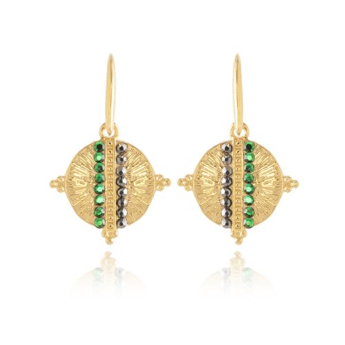 Earrings with gold plated element & crystals