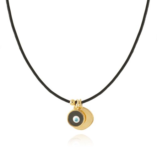 Natural leather necklace with evil eye