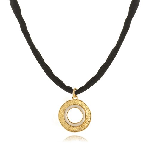 Necklace with silk cord & gold plated element