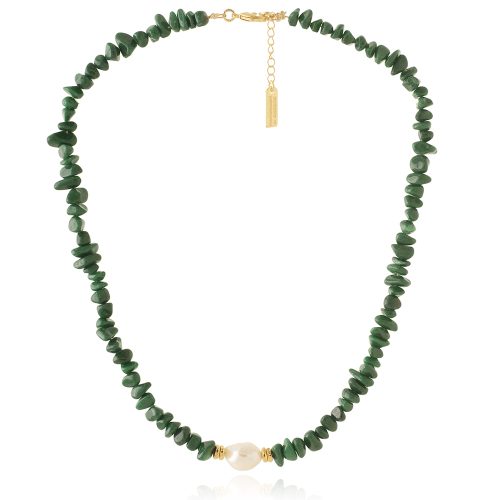 Nephrite beads necklace with pearl