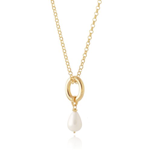 Chain necklace with dropshape pearl