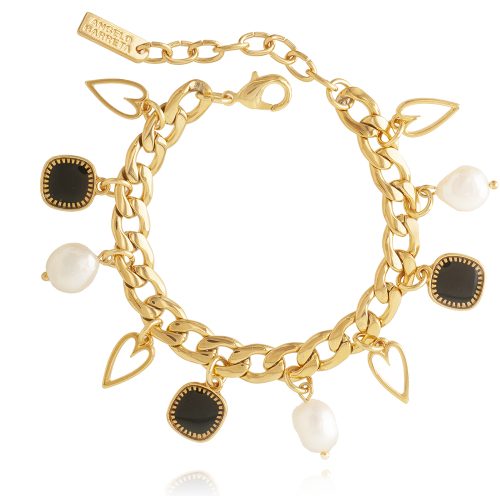 Gold plated chain bracelet with enamel elements