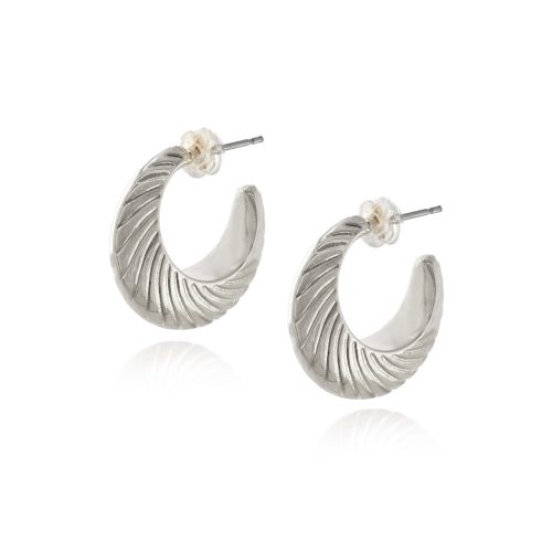 Silver plated embossed hoop earrings
