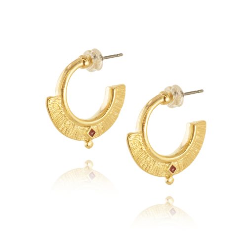 Gold plated short hoop earrings with enamel