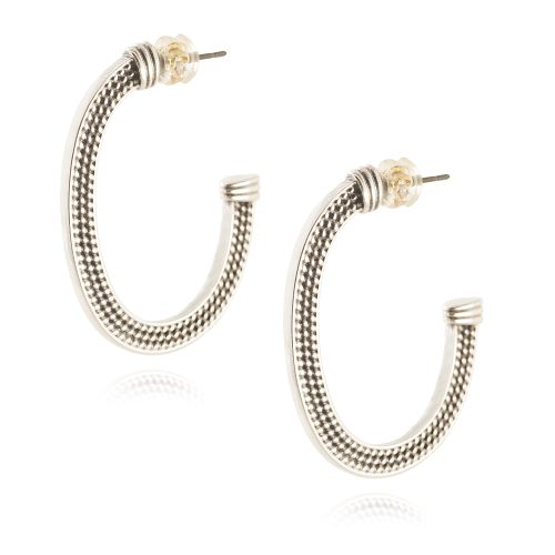Silver plated flat hoop earrings