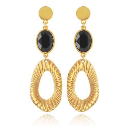 Gold plated oval earrings with crystal