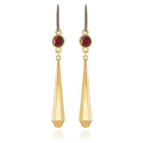 Gold plated long earrings with crystal