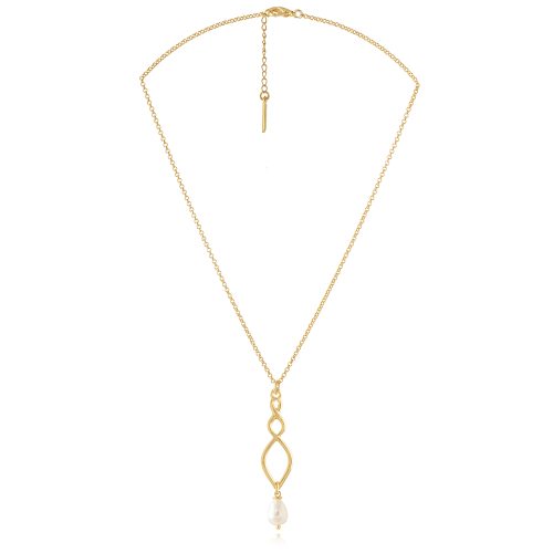 Gold plated chain necklace with elegant element & pearl