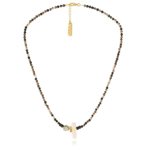 Gold plated necklace with semi precious beads & fresh water pearl
