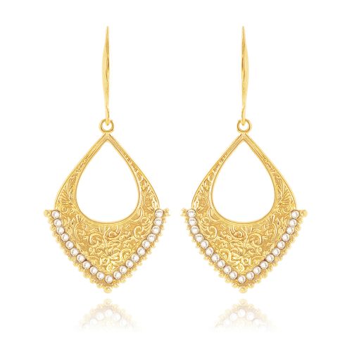 Gold plated ethnic earrings with crystals