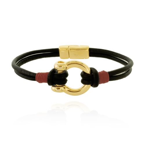 Leather bracelet with omega element