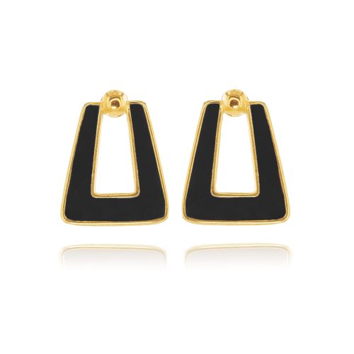 Gold plated geometric enamel earrings