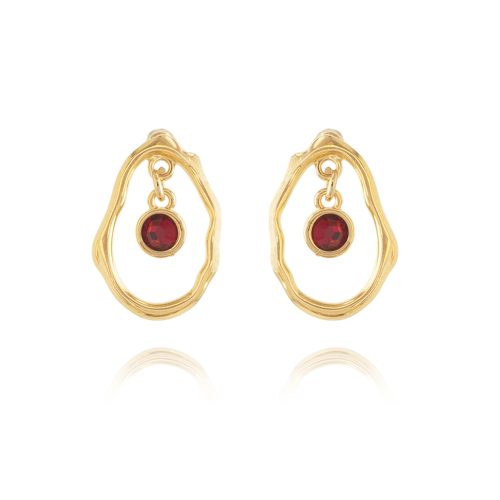 Gold plated pierced earrings with crystal