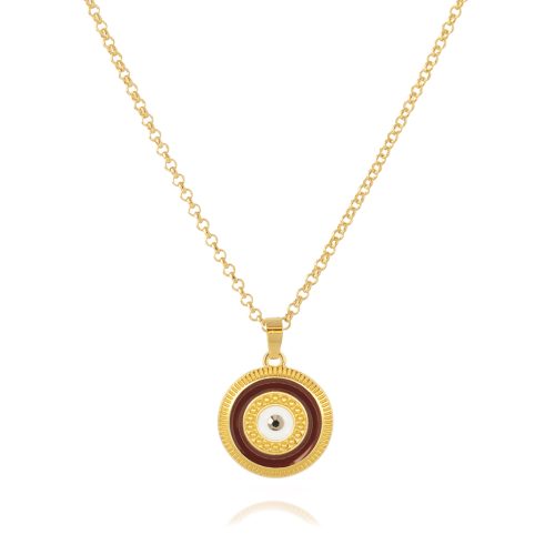 Gold plated chain necklace with evil eye & strass
