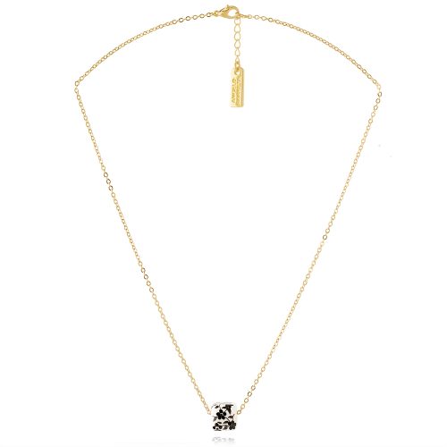 Gold plated chain necklace with cube bead