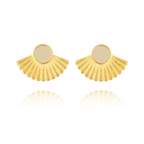 Goldplated short earrings with enamel