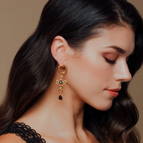 Goldpalted earrings with Crystals