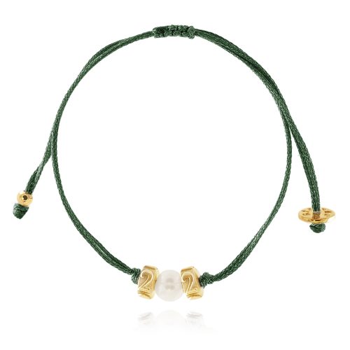 Gold plated lucky charm 2022 bracelet with pearl