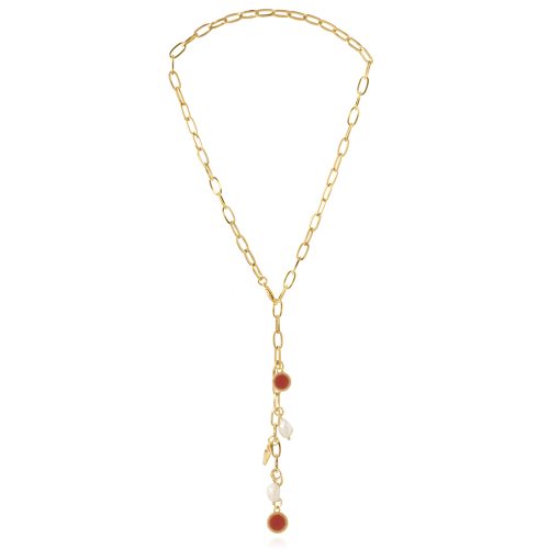 Chain necklace with pearl & enamel