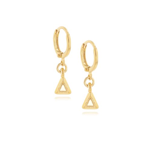 Gold Plated small hoops with triangle enamel element