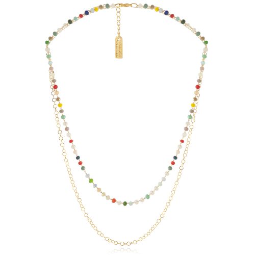2 Row glass beads chain necklace