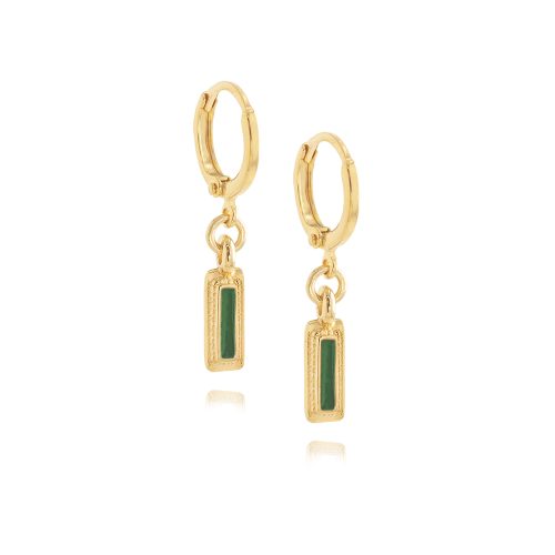 Gold Plated small hoops with rectangle enamel element