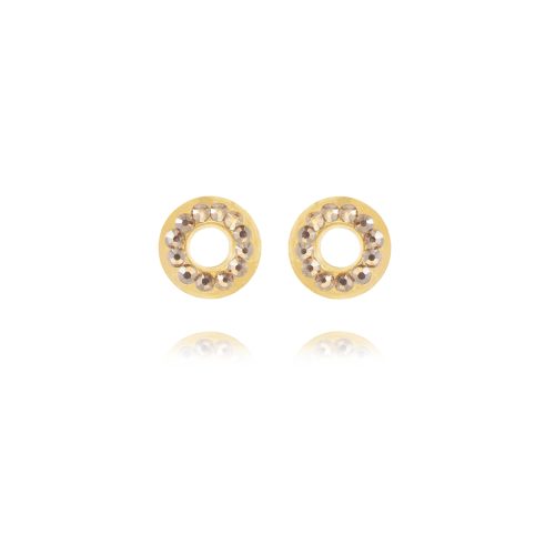 Gold plated round earrings with crystals