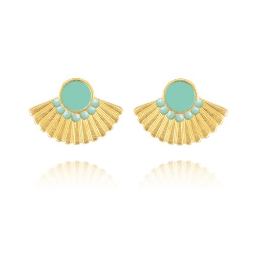 Goldplated short earrings with enamel & crysrtals