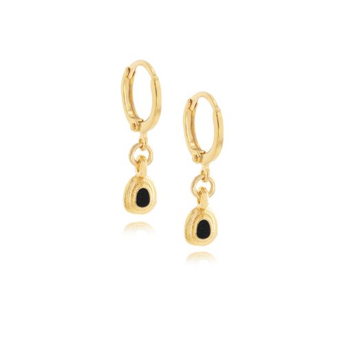 Gold Plated small hoops with oval enamel element